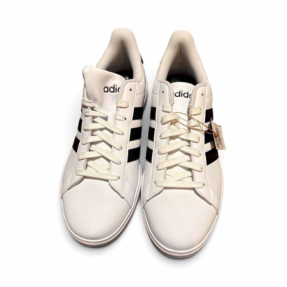 adidas Grand Court 2.0 Men's Low Top Lace Up Leather Sneakers White/Black